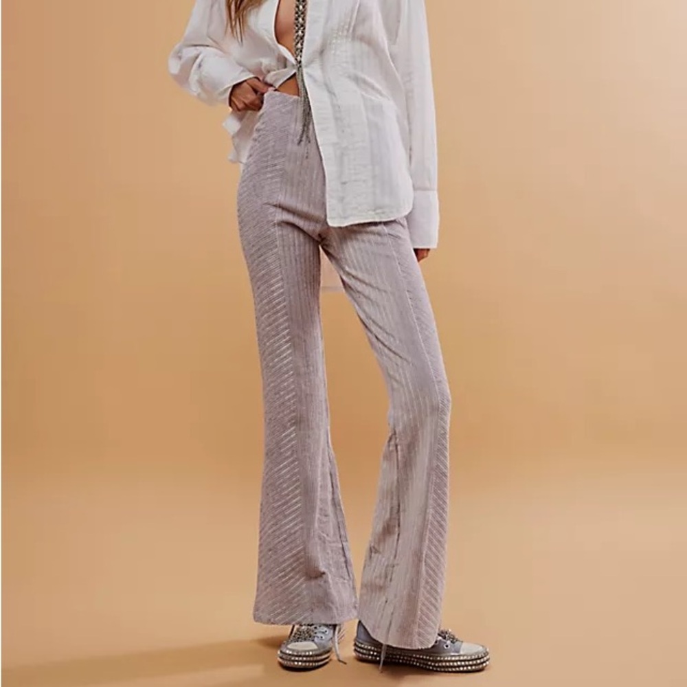Free People slim pull on velvet flare pants